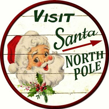 Visit Santa Novelty Metal Circular Sign
