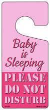 Baby Is Sleeping Pink Novelty Metal Door Hanger
