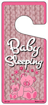 Baby Sleeping Pink Novelty Metal Door Hanger
