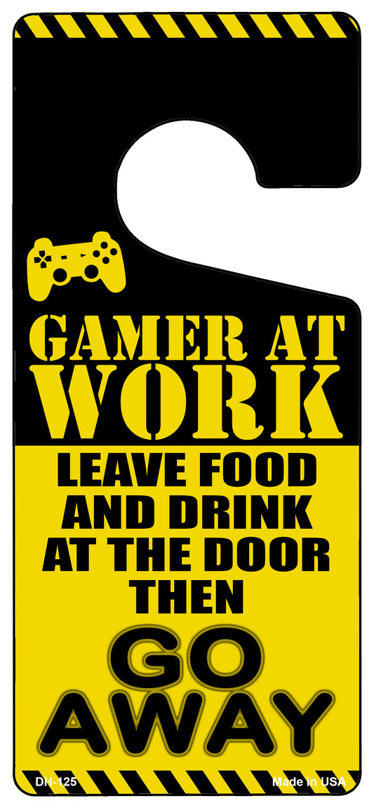 Gamer At Work Go Away Console Novelty Metal Door Hanger DH-125