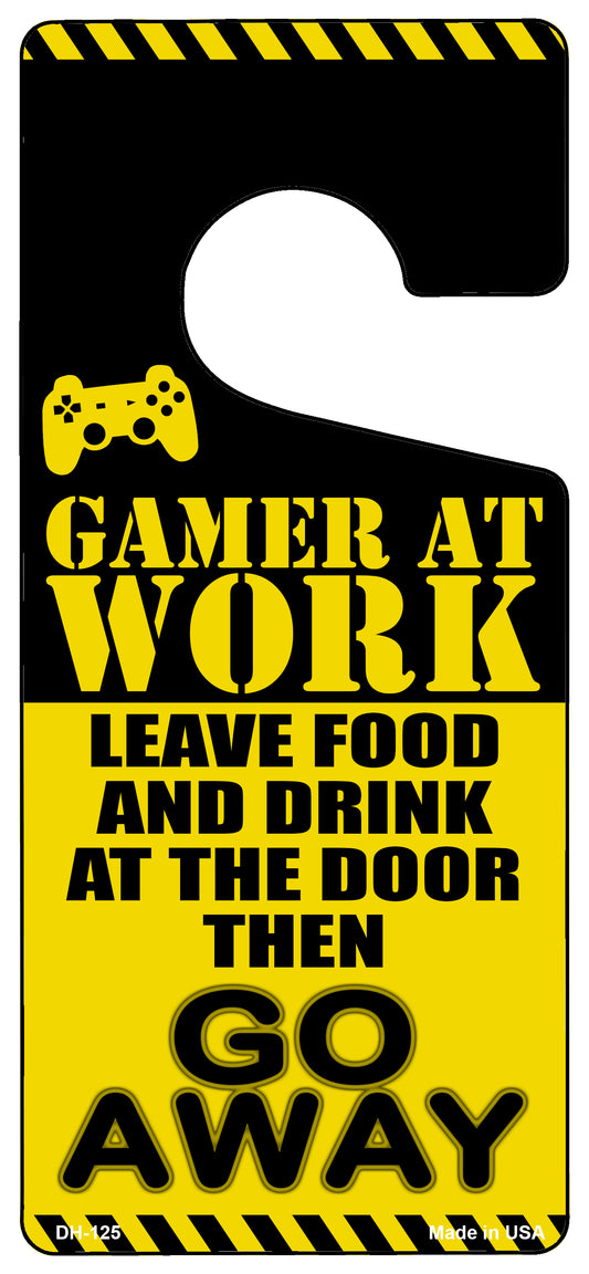 Gamer At Work Go Away PS Novelty Metal Door Hanger