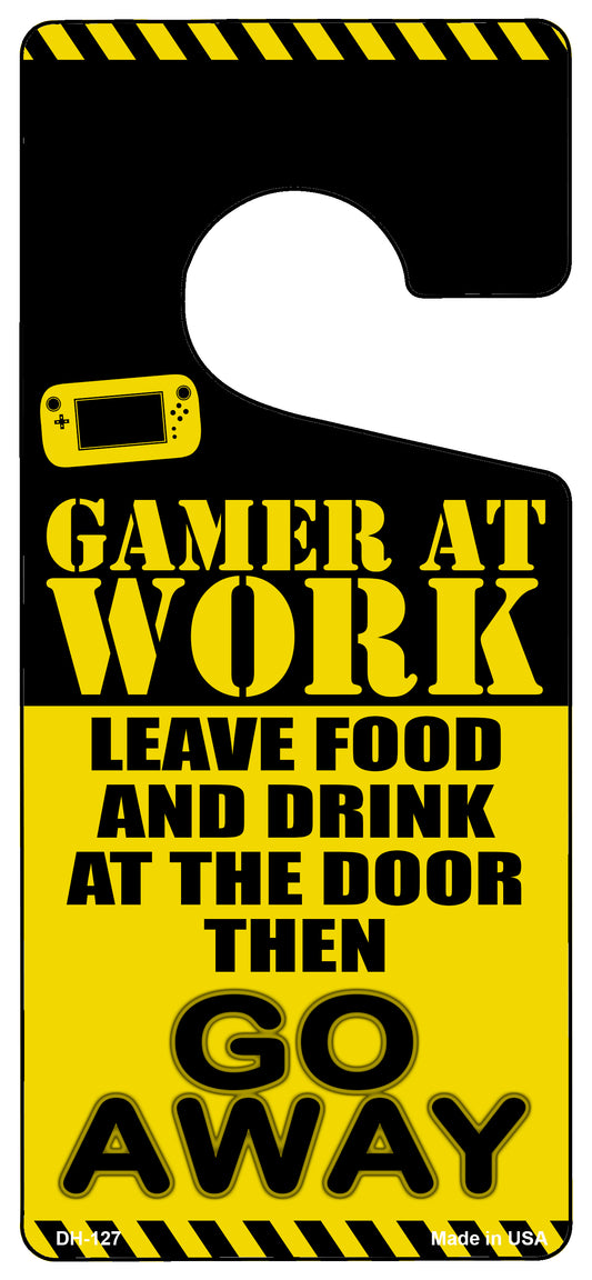 Gamer At Work Go Away Novelty Metal Door Hanger