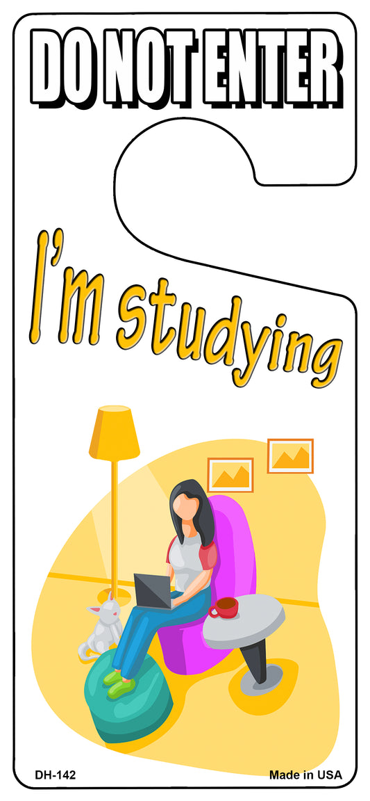 Im Studying Yellow Novelty Metal Door Hanger DH-142