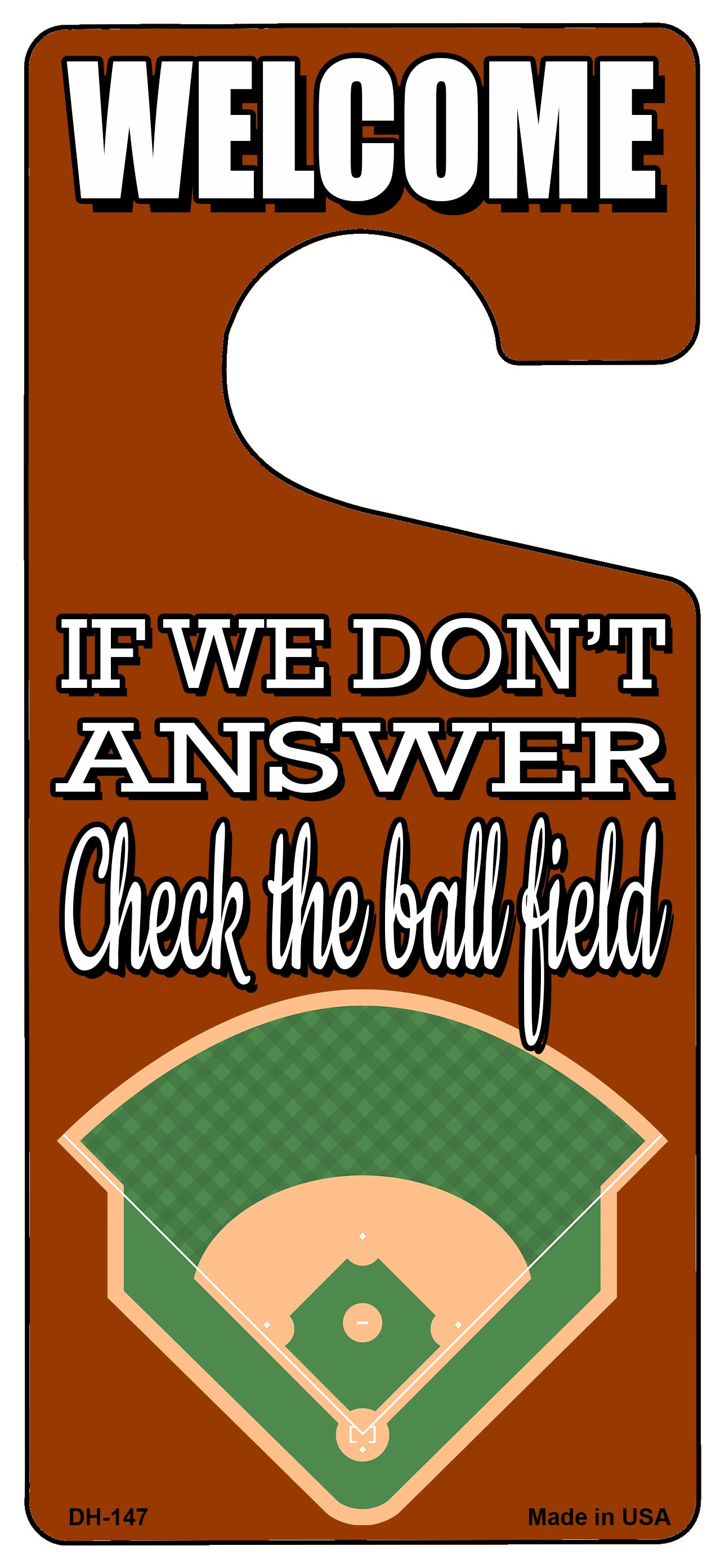 Check The Ball Field Baseball Novelty Metal Door Hanger