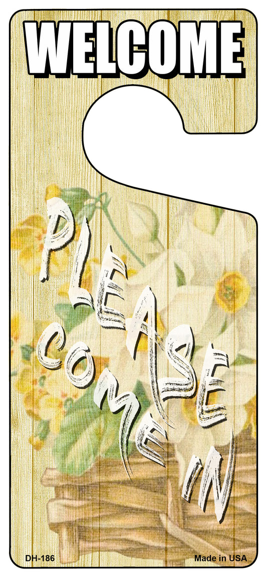 Please Come In Yellow Novelty Metal Door Hanger DH-186