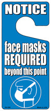 Face Masks Required Blue Novelty Metal Door Hanger DH-250