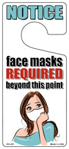Face Masks Required White Mask Novelty Metal Door Hanger DH-251