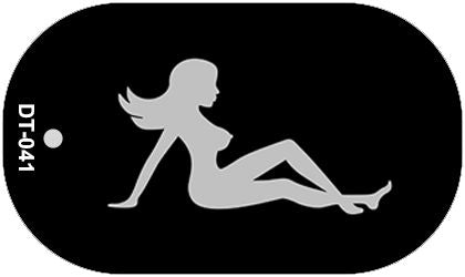Mud Flap Girl Silhouette Novelty Metal Dog Tag Necklace DT-041
