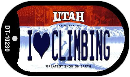 I Love Climbing Utah Novelty Metal Dog Tag Necklace DT-10230