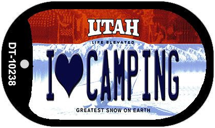 I Love Camping Utah Novelty Metal Dog Tag Necklace DT-10238