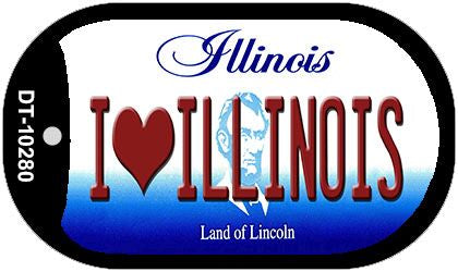 I Love Illinois Novelty Metal Dog Tag Necklace DT-10280