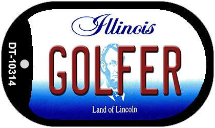 Golfer Illinois Novelty Metal Dog Tag Necklace DT-10314