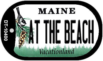 At The Beach Maine Novelty Metal Dog Tag Necklace DT-10400