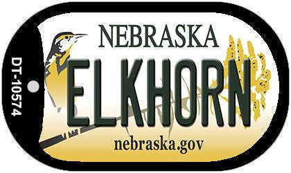 Elkhorn Nebraska Novelty Metal Dog Tag Necklace DT-10574