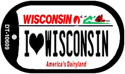 I Love Wisconsin Novelty Metal Dog Tag Necklace DT-10609