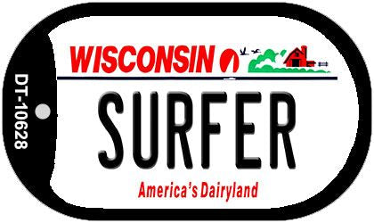 Surfer Wisconsin Novelty Metal Dog Tag Necklace DT-10628