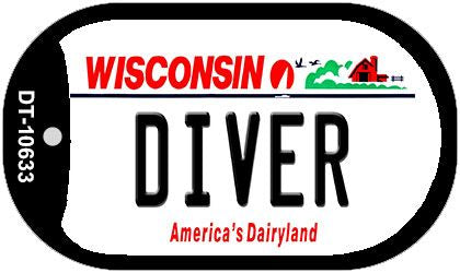 Diver Wisconsin Novelty Metal Dog Tag Necklace DT-10633