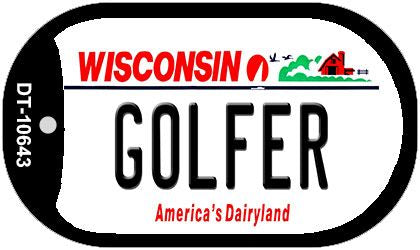 Golfer Wisconsin Novelty Metal Dog Tag Necklace DT-10643
