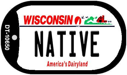 Native Wisconsin Novelty Metal Dog Tag Necklace DT-10650
