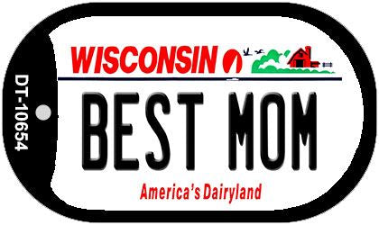 Best Mom Wisconsin Novelty Metal Dog Tag Necklace DT-10654