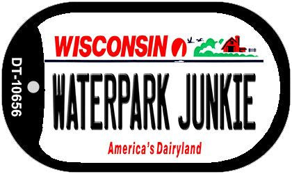 Waterpark Junkie Wisconsin Novelty Metal Dog Tag Necklace DT-10656