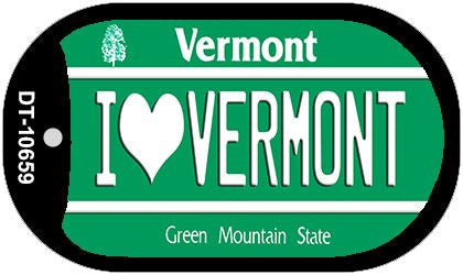 I Love Vermont Novelty Metal Dog Tag Necklace DT-10659