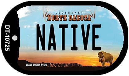 Native North Dakota Novelty Metal Dog Tag Necklace DT-10725