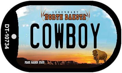Cowboy North Dakota Novelty Metal Dog Tag Necklace DT-10734
