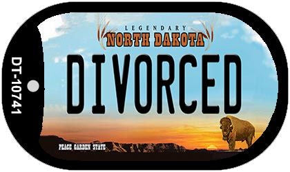 Divorced North Dakota Novelty Metal Dog Tag Necklace DT-10741