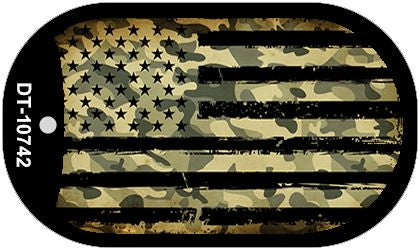 Camo American Flag Novelty Metal Dog Tag Necklace DT-10742