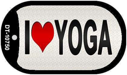 I Love Yoga Silver Novelty Metal Dog Tag Necklace DT-10750