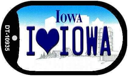 I Love Iowa Novelty Metal Dog Tag Necklace DT-10935