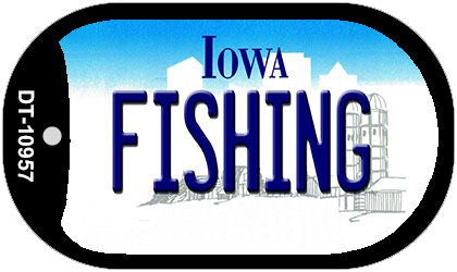 Fishing Iowa Novelty Metal Dog Tag Necklace DT-10957