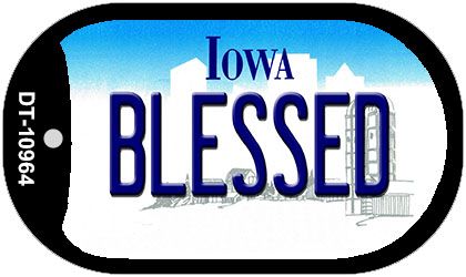 Blessed Iowa Novelty Metal Dog Tag Necklace DT-10964