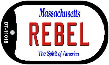 Rebel Massachusetts Novelty Metal Dog Tag Necklace DT-11018