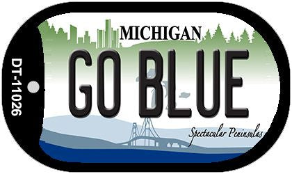 Go Blue Michigan Novelty Metal Dog Tag Necklace DT-11026