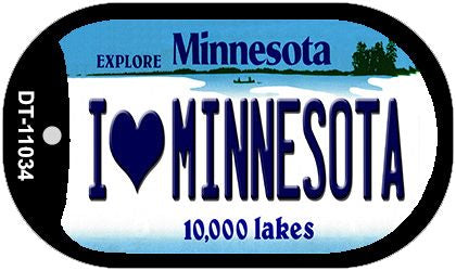 I Love Minnesota Novelty Metal Dog Tag Necklace DT-11034