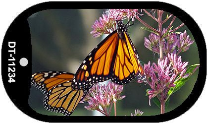 Butterfly - Monarch on Flower Novelty Metal Dog Tag Necklace DT-11234