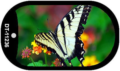 Butterfly - Black and White Novelty Metal Dog Tag Necklace DT-11236