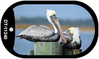 Pelican - Two On Pier Novelty Metal Dog Tag Necklace DT-11240