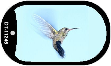 Hummingbird - In Flight Blue Novelty Metal Dog Tag Necklace DT-11245