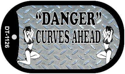 Danger Curves Ahead Novelty Metal Dog Tag Necklace DT-1126