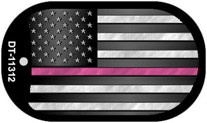 Thin Pink Line Novelty Metal Dog Tag Necklace DT-11312