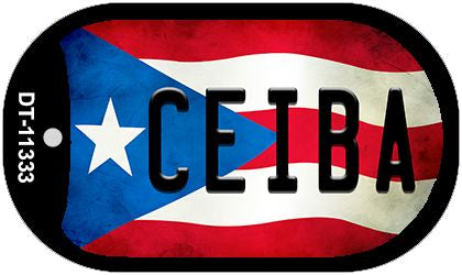 Ceiba Puerto Rico State Flag Novelty Metal Dog Tag Necklace DT-11333