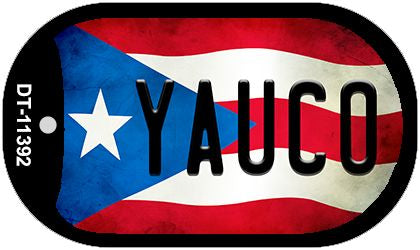 Yauco Puerto Rico State Flag Novelty Metal Dog Tag Necklace DT-11392