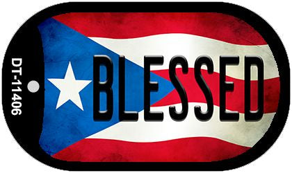 Blessed Puerto Rico State Flag Novelty Metal Dog Tag Necklace DT-11406