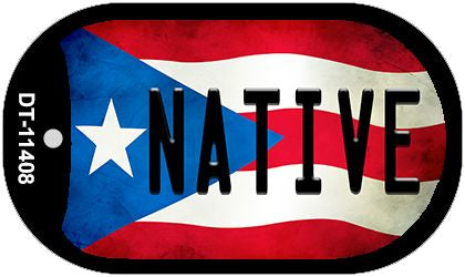 Native Puerto Rico State Flag Novelty Metal Dog Tag Necklace DT-11408