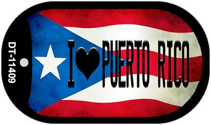 I Love Puerto Rico Puerto Rico State Flag Novelty Metal Dog Tag Necklace DT-11409