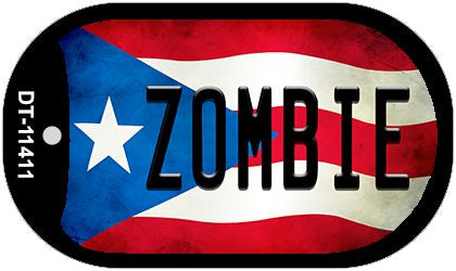 Zombie Puerto Rico State Flag Novelty Metal Dog Tag Necklace DT-11411