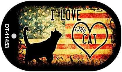 I Love My Cat Novelty Metal Dog Tag Necklace DT-11453